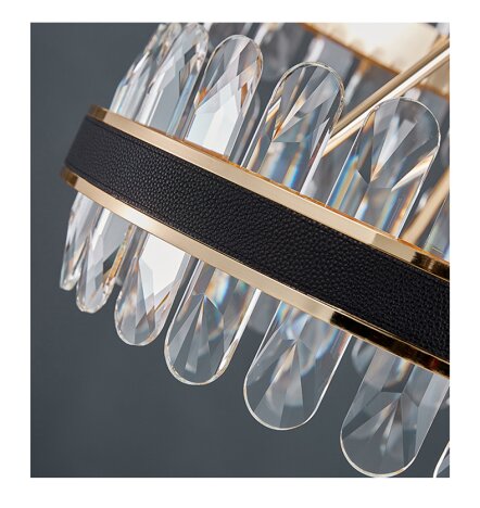 Candelabru LED Krystal Leather 750x450, LED inclus, 2 surse de iluminare, Lumina: Cald, Natural, Rec